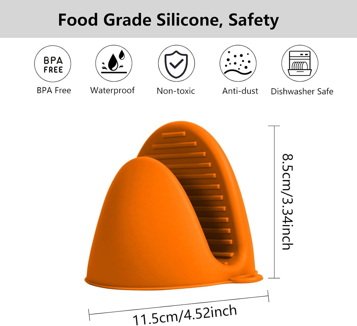 Oven Mitts Silicone Pot Holders Set Heat Resistant for Kitchen - ChufanMomsil 6 PCS Mini Silicone Oven Gloves Kitchen Mittens, Short Pot Pinch Grips for BBQ &amp; Baking, Orange