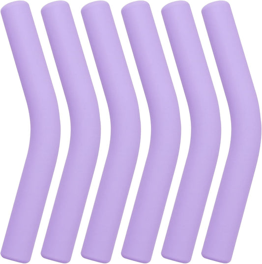 6pcs Food-Grade Silicone Metal Straw Tips, Reusable Flex Elbow Straws Cover Replacement Tips, Soft Straw Toppers Kits for 8