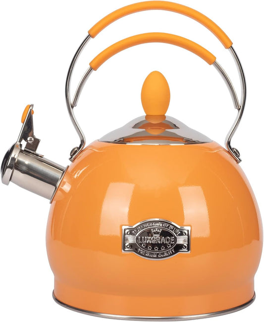 Whistling Tea Kettle Stainless Steel Teapot, Teakettle for Stovetop Induction Stove Top, Fast Boiling Heat Water Tea Pot 2.6