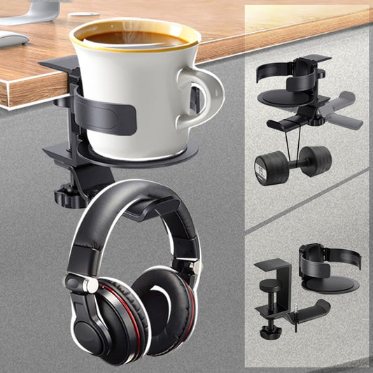 HeavyRain Gaming Cup Holder - 3.58" Universal Drink Mount with 33lb Strong Clamp, Dual Mount Modes & Anti-Spill Design for