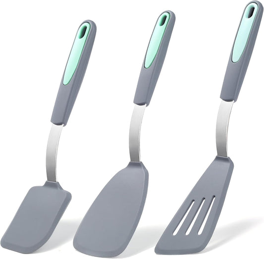 To encounter 3 Pieces Silicone Spatula Set, Heat Resistant Flexible Turner Spatulas, Nonstick Cookie Spatula, Fish Spatula,