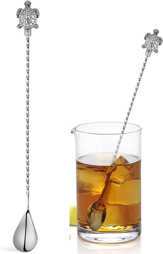 Homestia 12 Inch Long Bar Spoon Cocktail Spoon Stirring Mixing Stainless Steel Spiral Pattern Cocktail Stirrers Spoons with