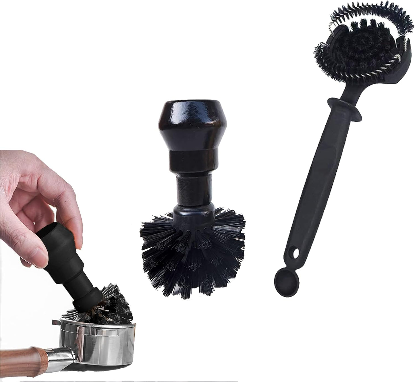 2PCS Espresso Coffee Machine Cleaning Brush Set(58mm) | Durable Nylon Bristle Brushes with Anti-Scald Design,for Home&amp;Commercial Coffee Equipment Maintenance,Barista Cleaning Tool