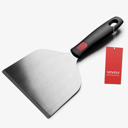 Vovoly Wide Griddle Scraper, 4.3“x4.3'' Smashed Burger Scraper Grill Scraper Spatula Burger Turner - Full Tang Silicon