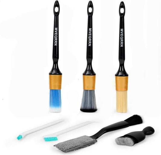 7PCS Car Detailing Brush Set,Boar’s Bristle Car Cleaning Detail Brush kit,Ultra Soft No Scratch Car Dust Brush,Car Interior