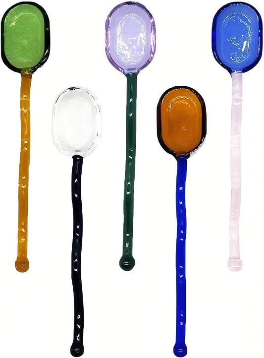 5 Pieces Coffee Spoons, Glass Coffee Stirring Spoon, Espresso Stirring Spoon, Coffee Teaspoons, 6inch Coffee Stirrers for