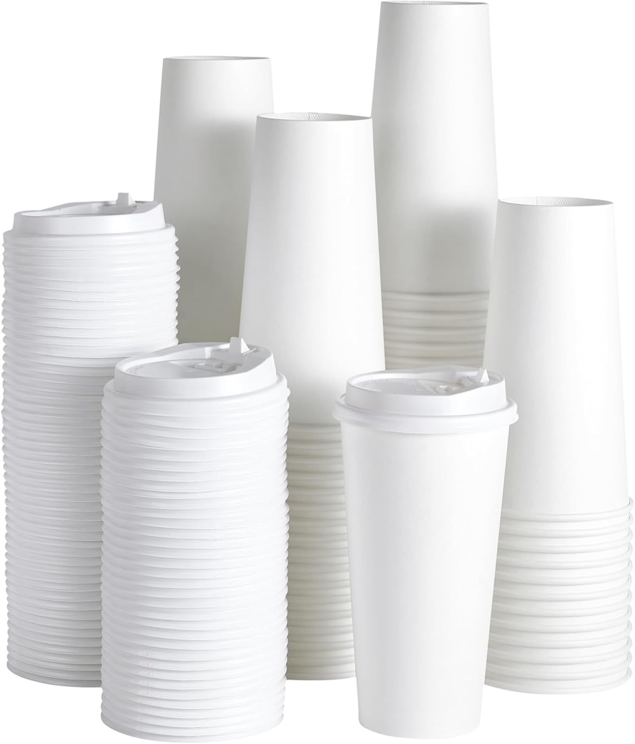 JOLLY PARTY [100 Pack] 20 oz Paper Coffee Cups, Disposable Paper Coffee Cup with Lids, Hot/Cold Beve