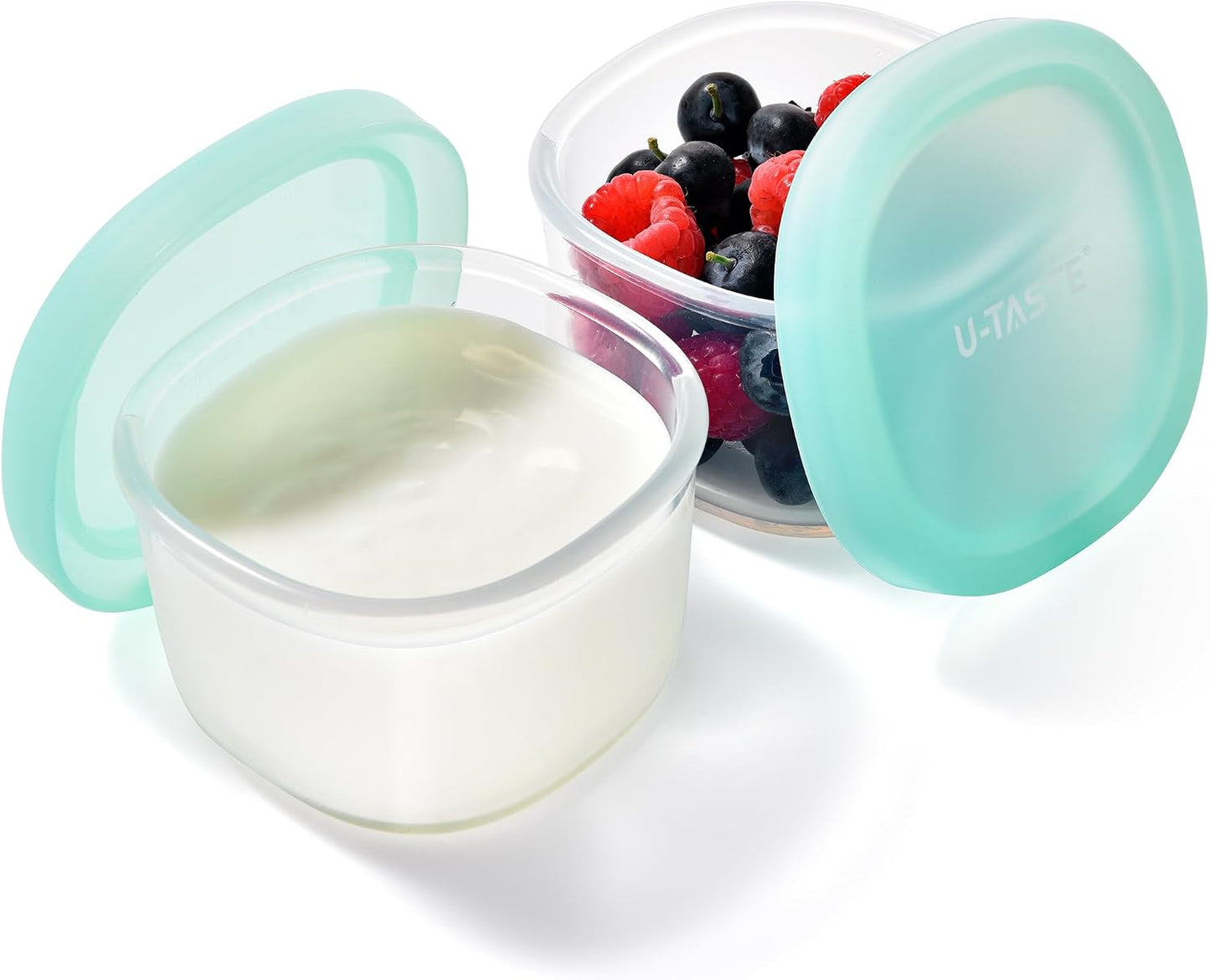 U-Taste Silicone Container with Lids, Small Mini Food Storage, 6oz * 2