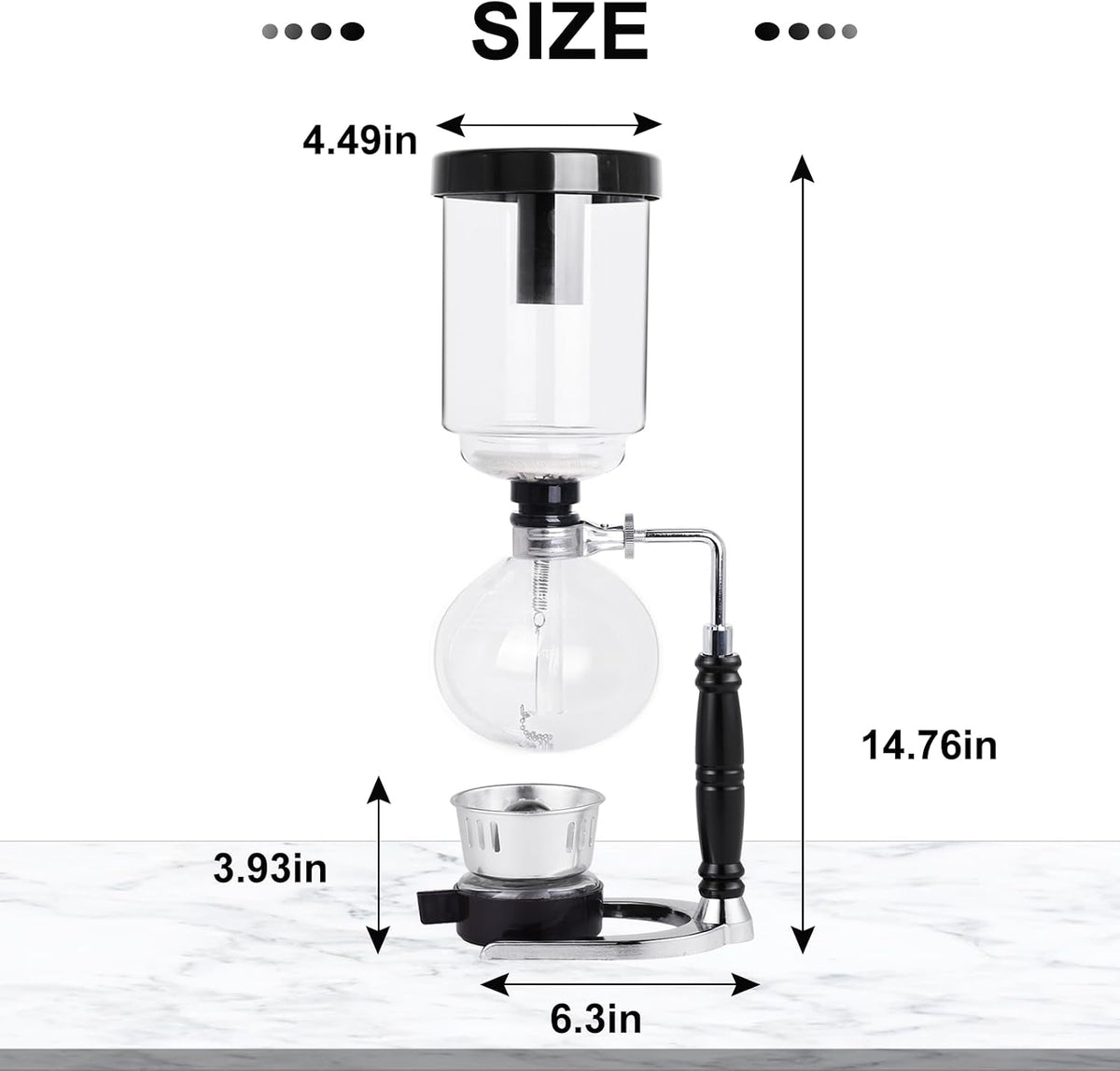 YUCHENGTECH Siphon Syphon Coffee Maker Tabletop Glass Siphon Pot Glass Technica Siphon Vacuum Coffee Maker(5 Cups(600ml))