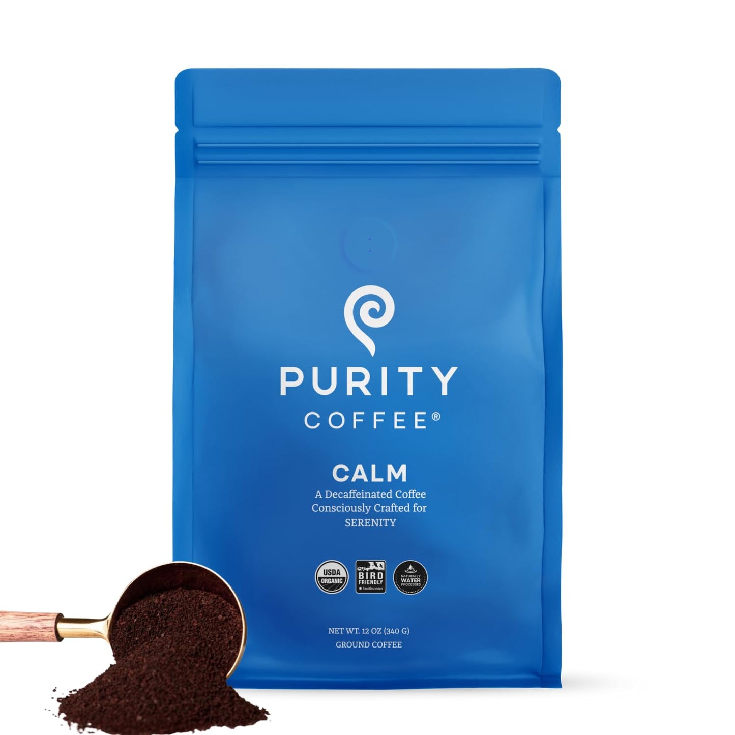 CALM Decaf Medium Roast Ground (12oz Bag) | Specialty-Grade USDA Organic MWP Decaffeinated Blend | Third Party Tested for Mold, Mycotoxins &amp; Pesticides