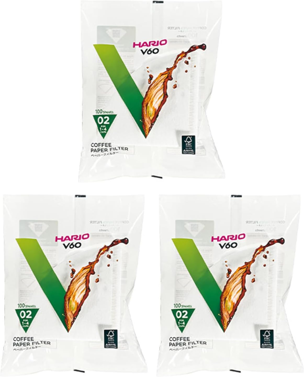 Hario V60 Paper Coffee Filter, Size 02, White, 300ct