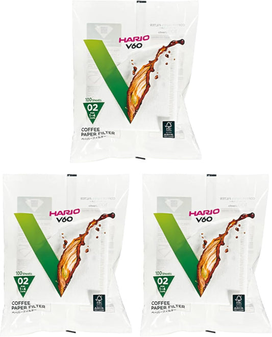 Hario V60 Paper Coffee Filter, Size 02, White, 300ct
