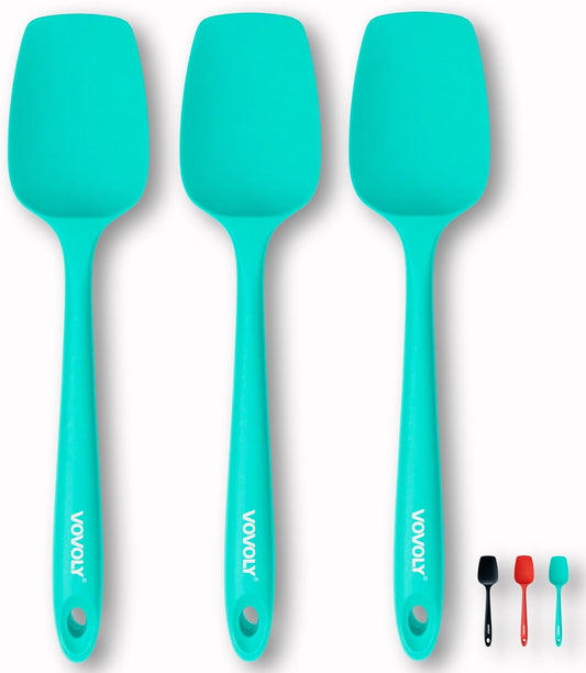 Silicone Spatula Set, High Heat Resistan Rubber Spoon Spatula, Non-Stick Spoonula with Seamless One Piece Design, Flexible