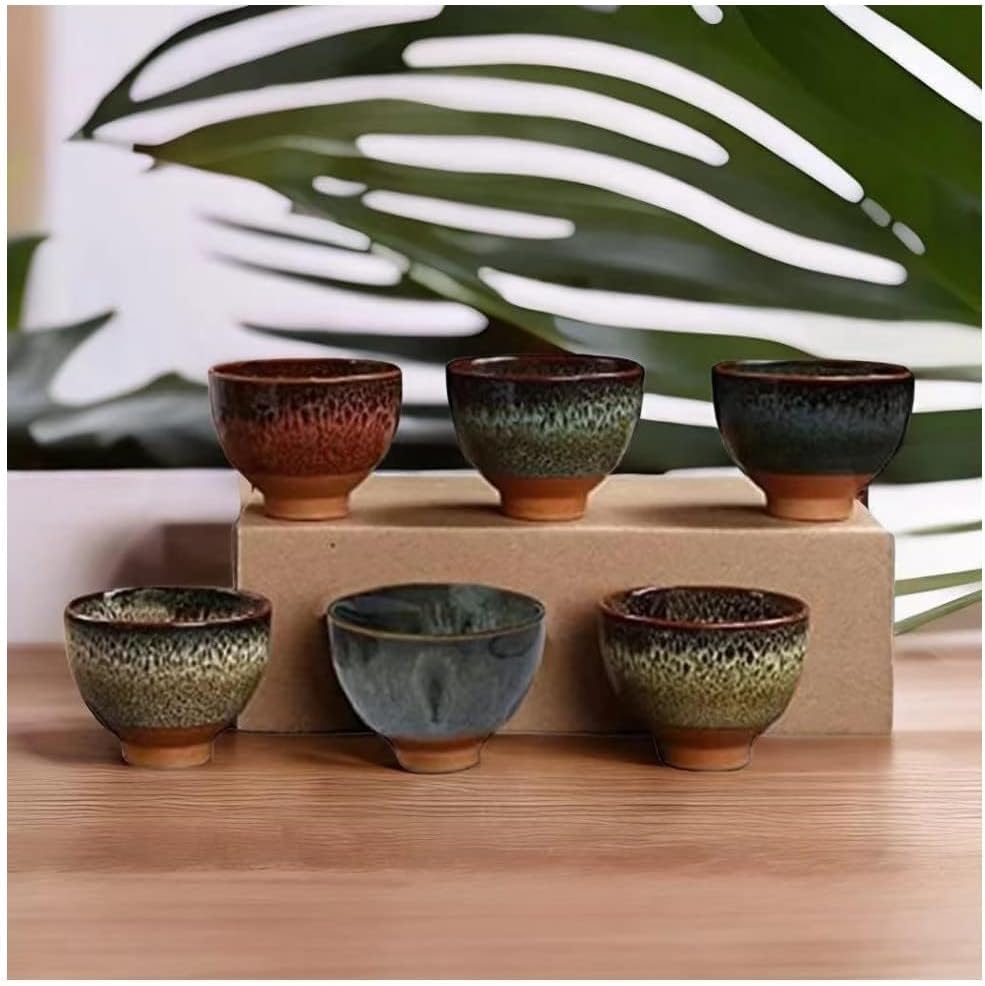 Better-Love 6PCS Handmade Ceramic Tea &amp; Sake Cups, Japanese Pottery Set