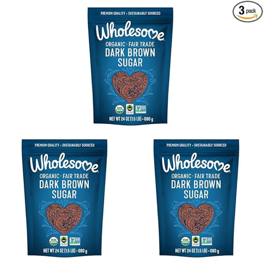Wholesome Fair Trade Organic Dark Brown Sugar, 24oz, 3-Pack