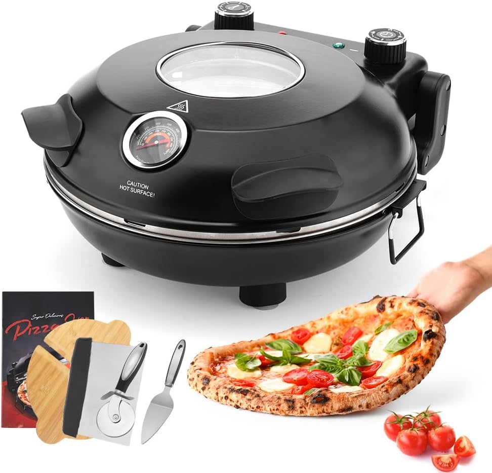 Pizza Oven with Ceremic Stone, Up to 800 °F (Cream White, 12'')
