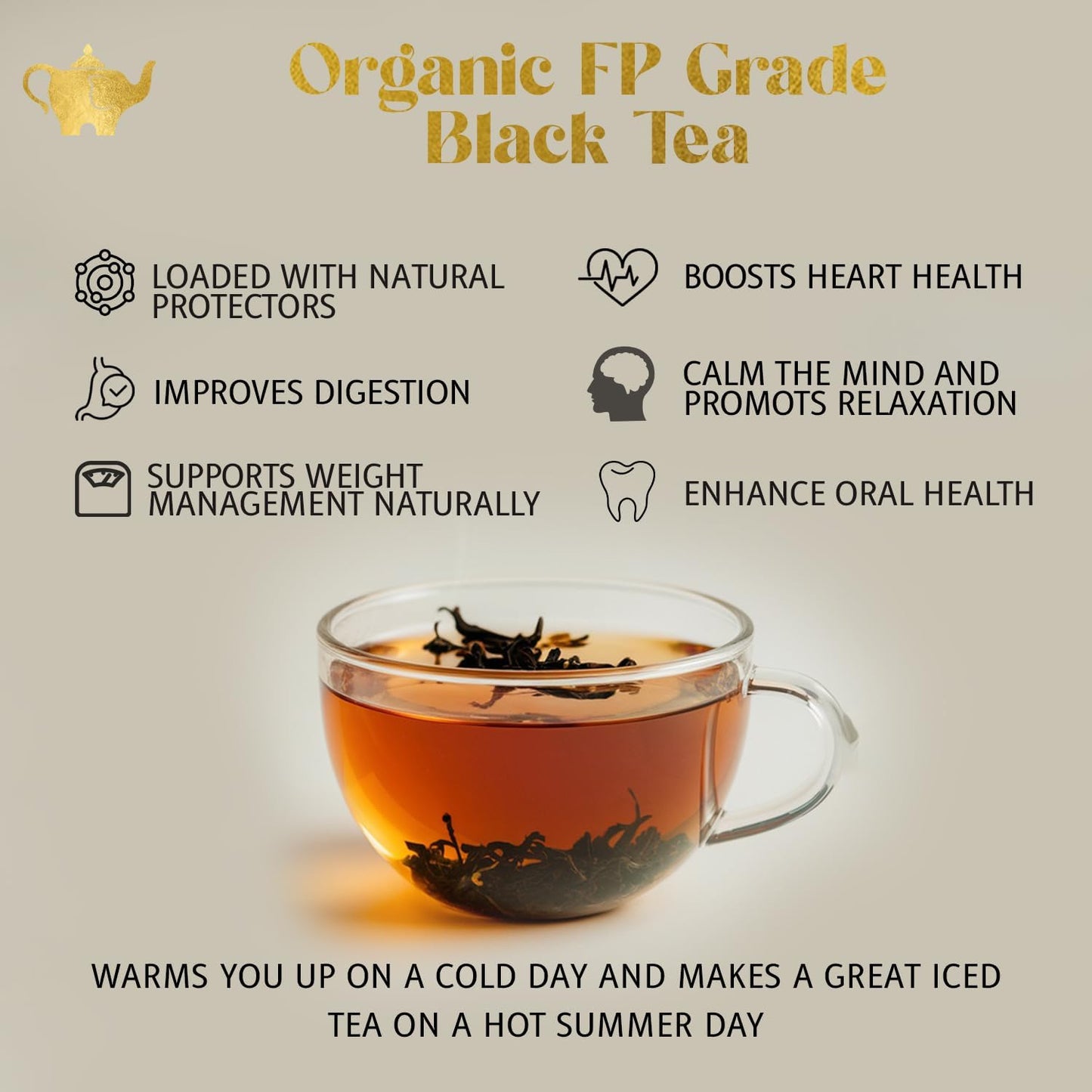 Earl Grey Tea, Organic Loose Leaf Black Tea – Classic Bergamot &amp; Citrus Flavor – Boost Clarity &amp; Wellness – Drink Hot or Iced – 4 oz Resealable Bag (Makes 50 Cups) – The Elegant Elephant