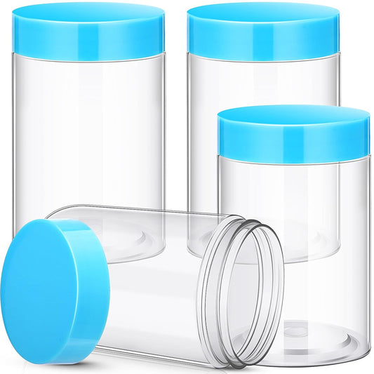 Patelai 4 Pieces Round Wide-mouth Leak Proof Plastic Container Jars with Lids for Travel Storage Makeup Beauty Products Face