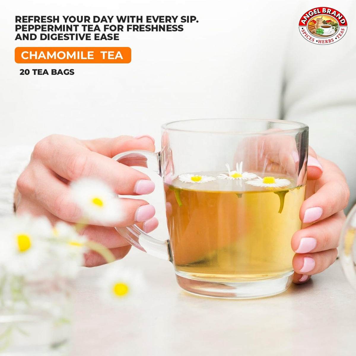 Chamomile Tea Bags | 20 Count | 3 Pack | Caffeine-Free &amp; Soothing | Pure Chamomile Tea