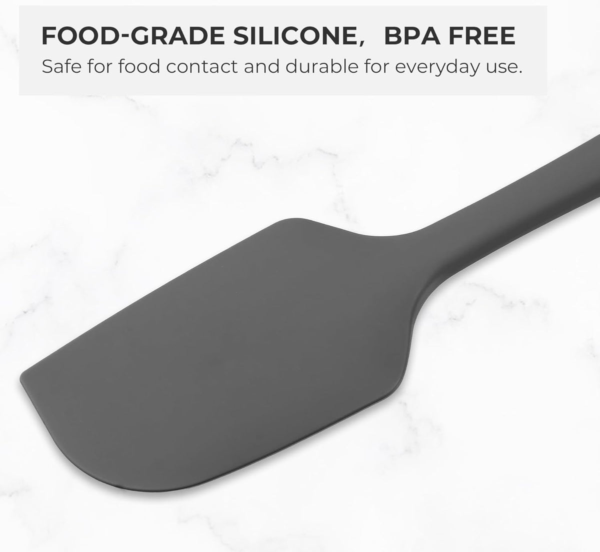 Elihome Skinny Silicone Spoonula - Non-Stick Heat Resistant Silicone Scraper Spatula for Mixing, Serving, Scraping, Stirring, and More - 11 Inch, Dark Grey