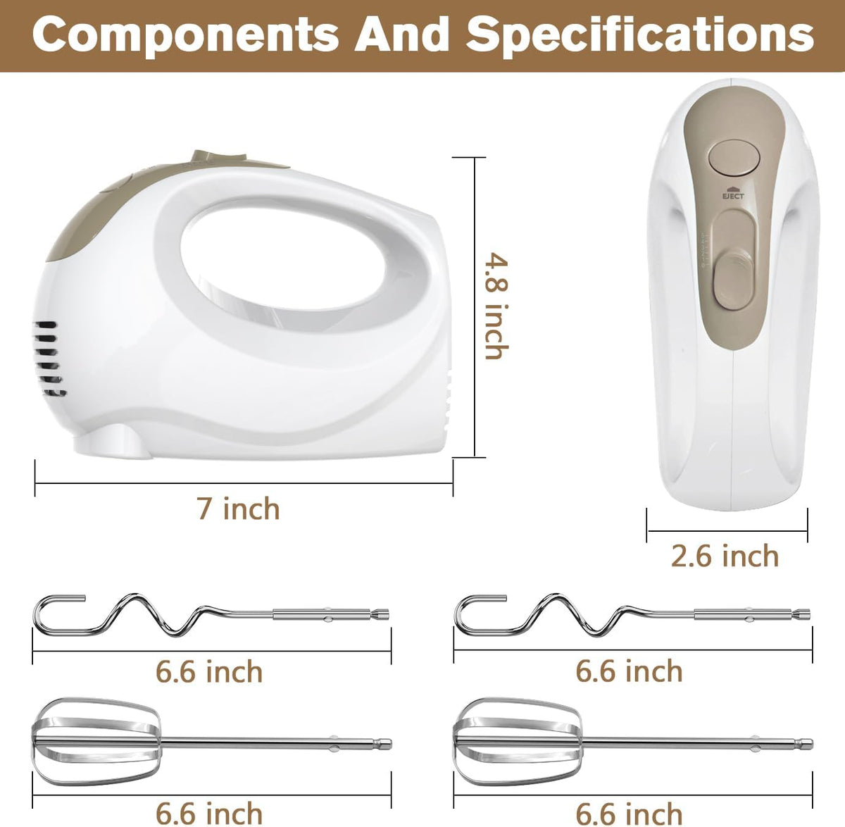 5-Speed Electric Hand Mixer with Whisk