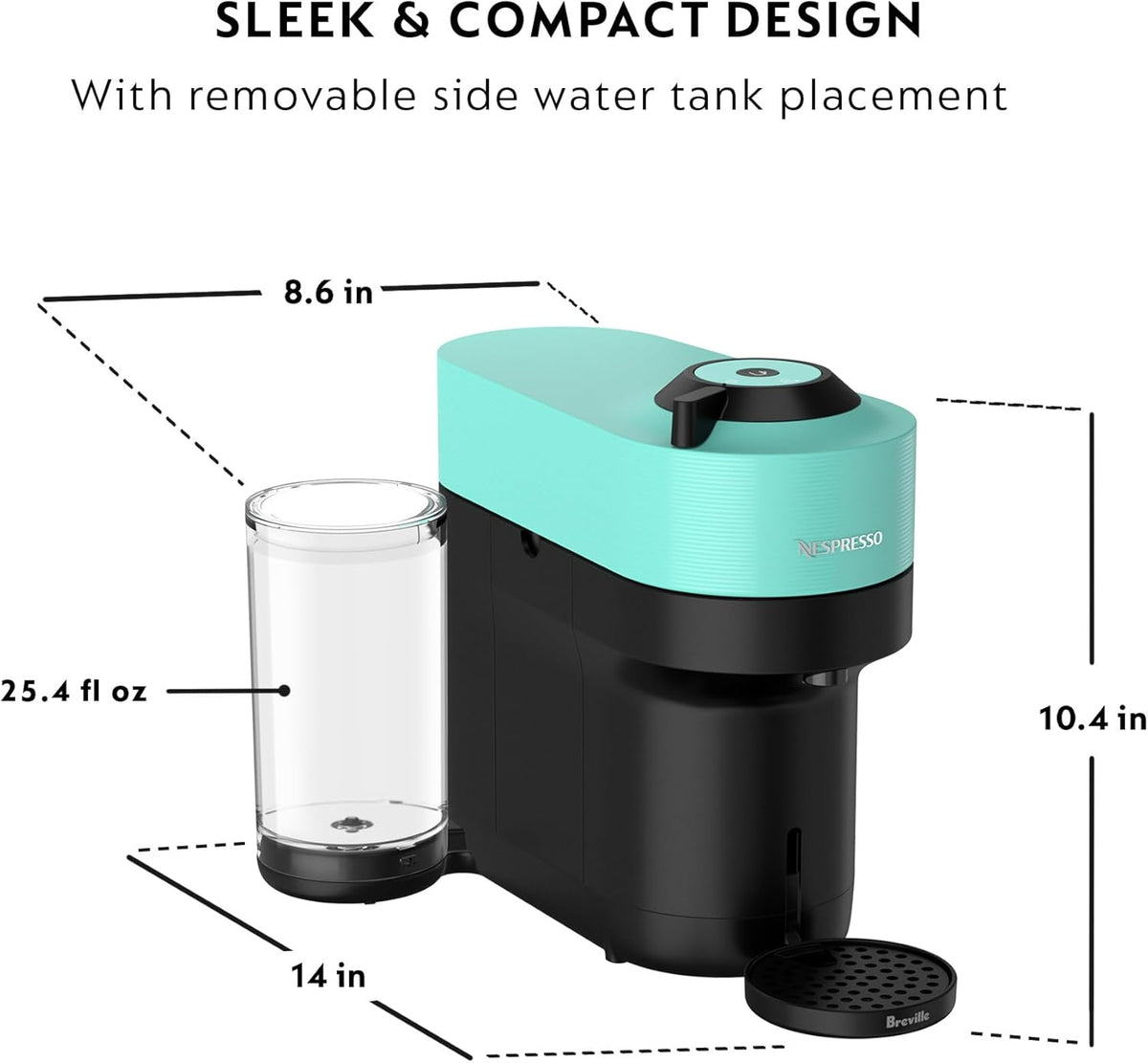 Nespresso Vertuo Pop+ Coffee and Espresso Maker by Breville, Aqua Mint