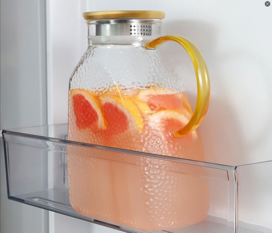 Glass Pitcher With Lid, 2 Liters Glass Pitchers With Handle And Lid, 68 oz Water Pitcher For Fridge, Tea Jug Carafe Jar For