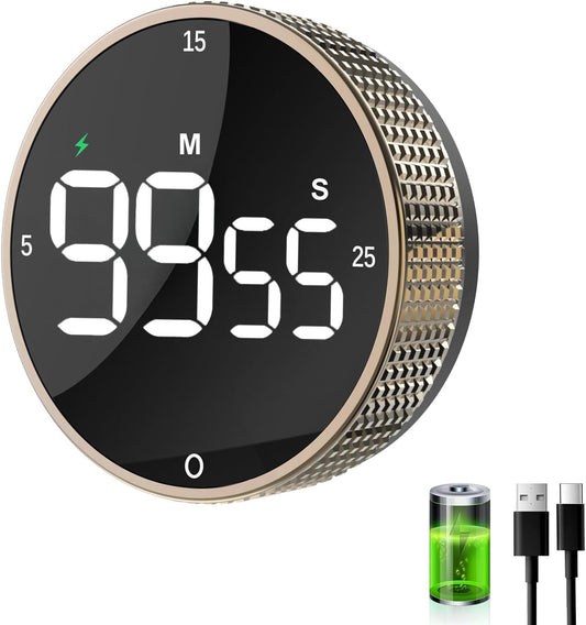 Rechargeable Magnetic Kitchen Timer-Loud Alarm Visual Productivity Timer&Pomodoro Timer with Large LED Display,3