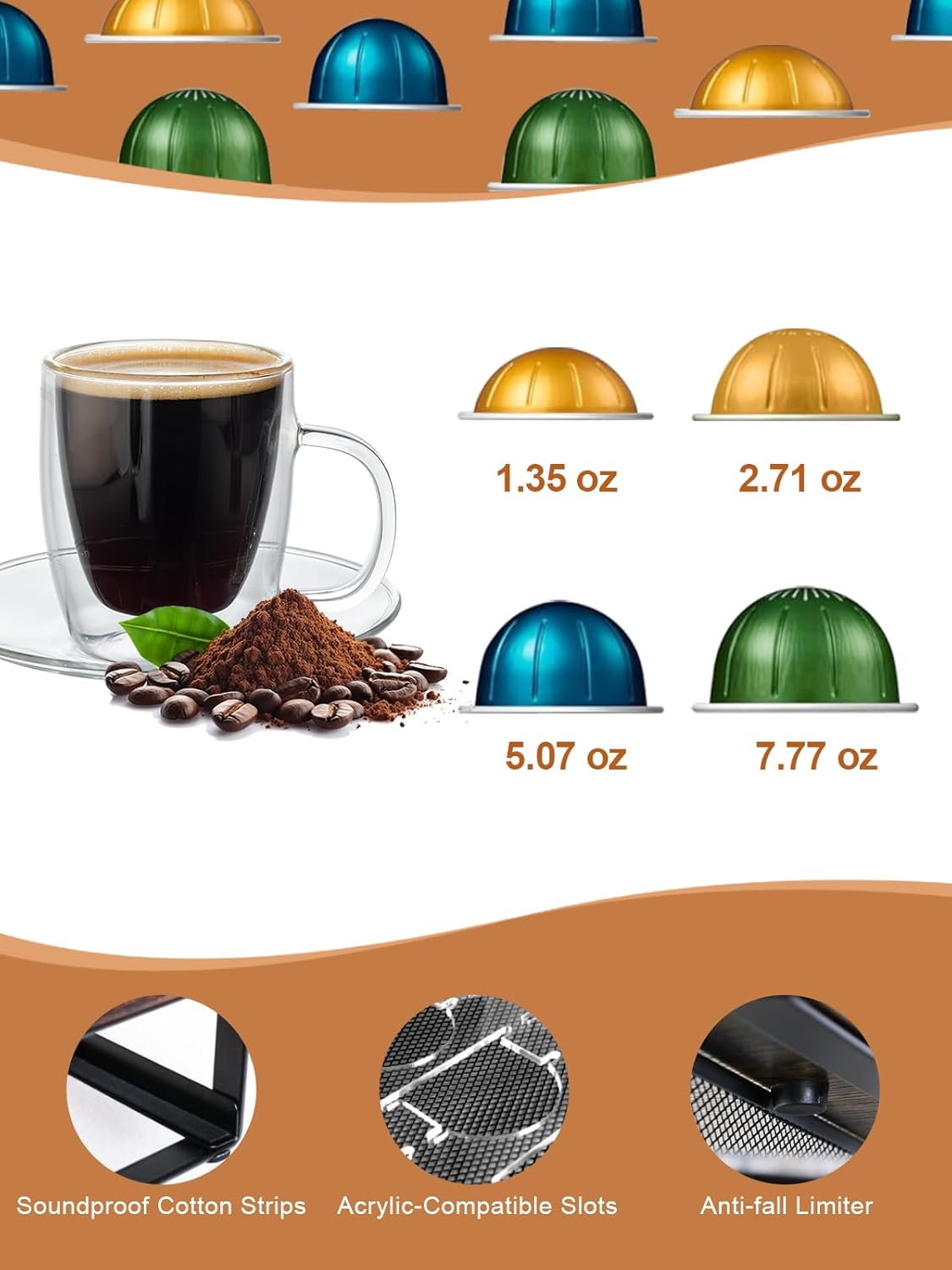 Sedegn Nespresso Vertuo Pod Holder: Pod Organizer for 56 Small/28 Large