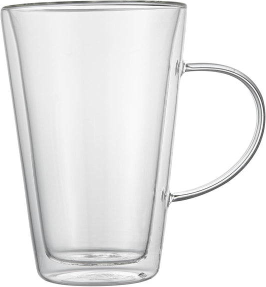 Restaurantware Glass Espresso Cups 12 Count 14 Ounces Borosilicate Double Wall Glass Coffee Mugs Insulated Clear Tea Drinkware for Hot or Cold Beverages
