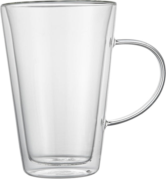 Restaurantware-Forma Professional 13.5 oz Double Wall Glass Mugs, 12 Insulated Coffee Mugs With Handle - Dishwashable,