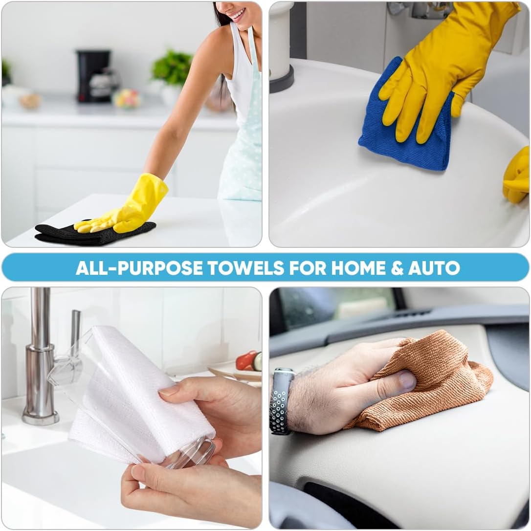 AIDEA Microfiber Cleaning Cloth 330 Sheets 6 Roll, Black Paper Towels 11×9"