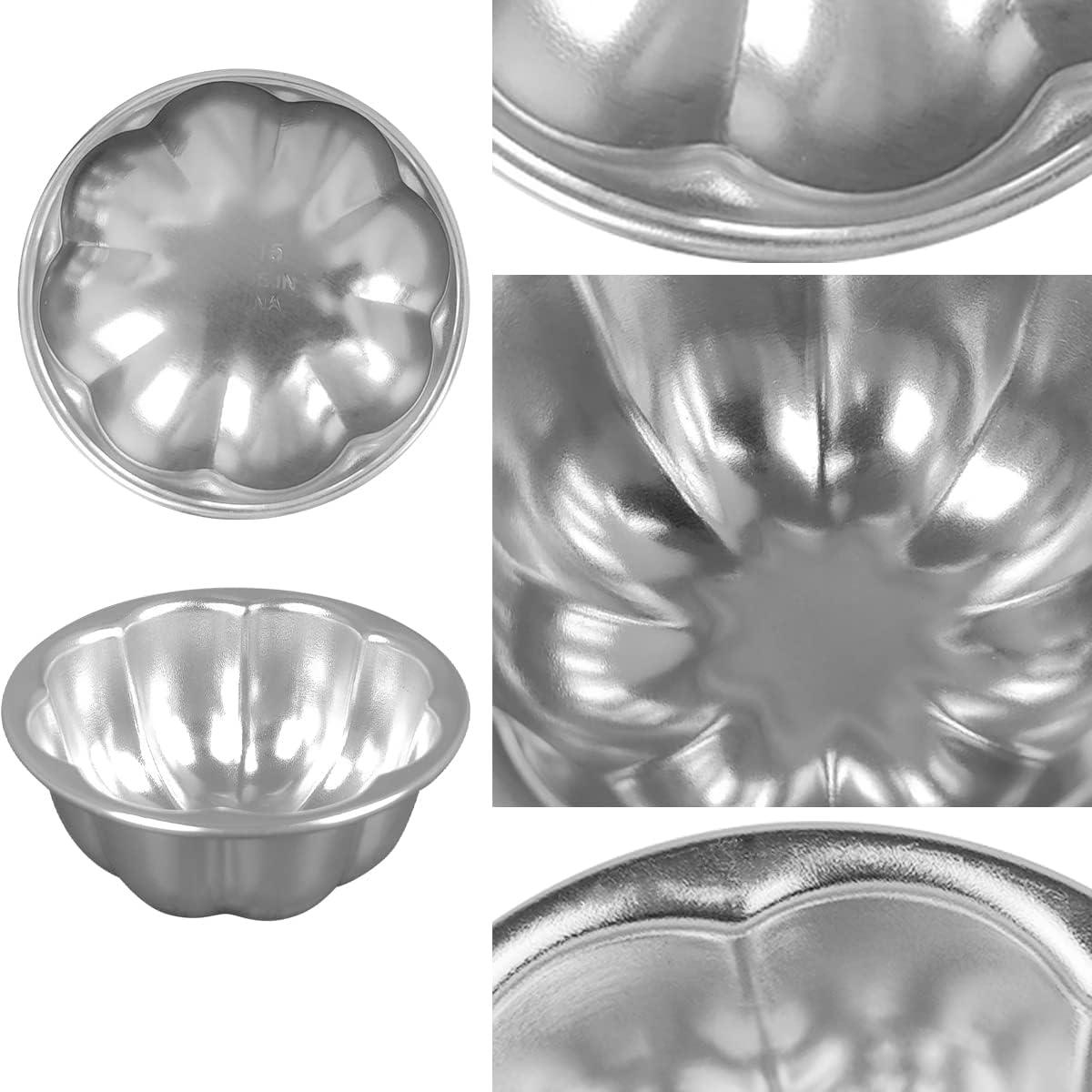Molds Aluminum for Jello Small Cup Cake Nonstick Tartlets Baking Tool | Mini Pudding Pan Cup Cake Molds Cupcake Muffin Cups for Small Desserts 6 Pieces (3.5 x1.6inch)