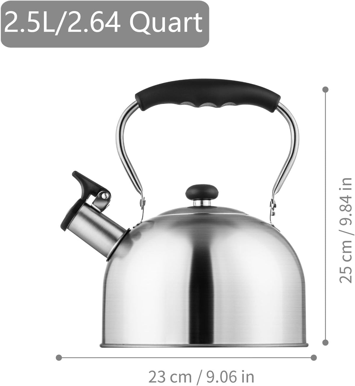 Whistling Tea Kettle – 2.64 Quart Stovetop Teapot, Stainless Steel Water Kettle for Camping &amp; Kitchen, Foldable Handle – Perfect for Coffee &amp; Tea