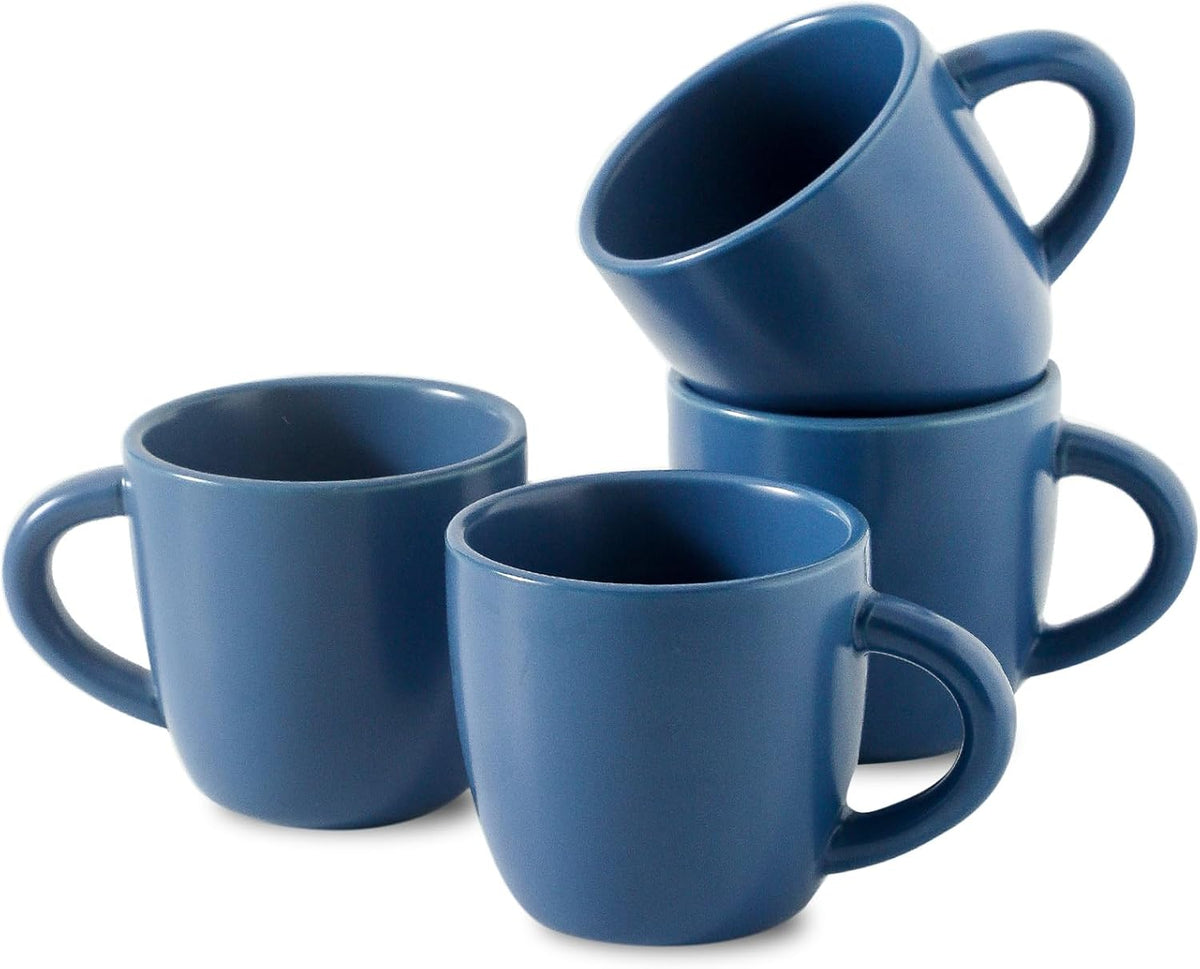 Hasense Espresso Cups Set of 4 Perfect for Demitasse, Cappuccino, Tea Bag and Juice, 5 Ounce Ceramic Stackable Mini Coffee Mugs Suit for Espresso Machine and Coffee Maker, Blue