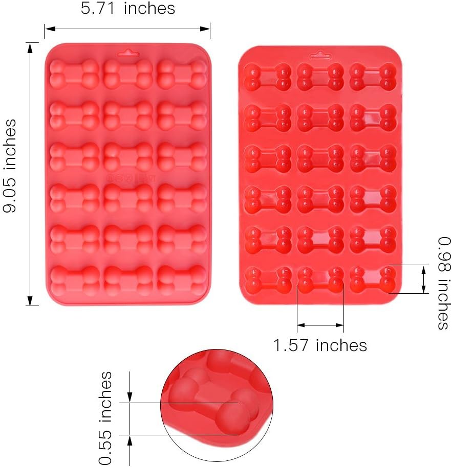 homEdge Jumbo Puppy Dog Paw (6 Cavity) and Bone Molds, Non-Stick Food Grade Silicone Dog Treats Molds for Chocolate, Candy, Jelly, Ice Cube (Set of 4PCS)