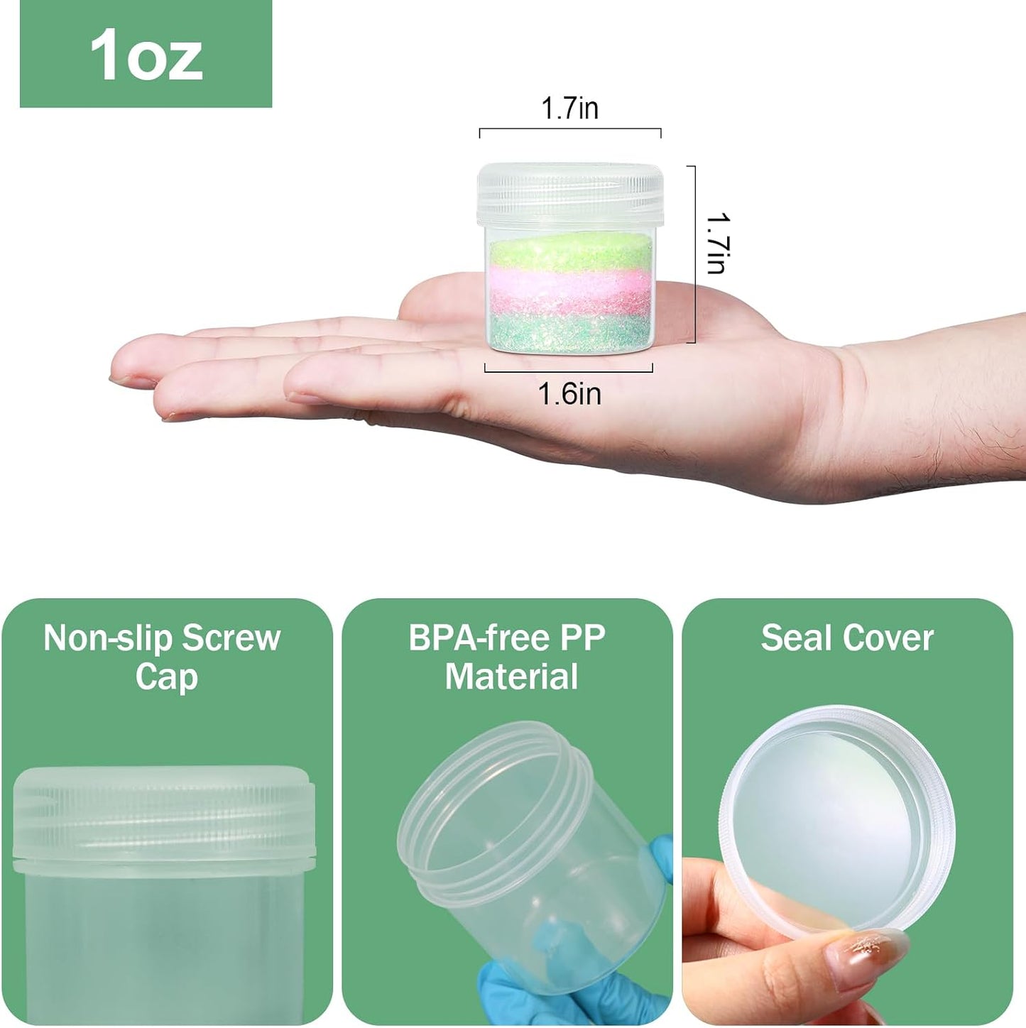 TSA Approved Wide Mouth Travel Size Containers, PP Clear &amp; White Leak Proof Travel Plastic Jars with Lids for Creams Lotion Cosmetic, Jewelry Beads, Sample, Small Items Storage (1 oz, 8 Pcs)