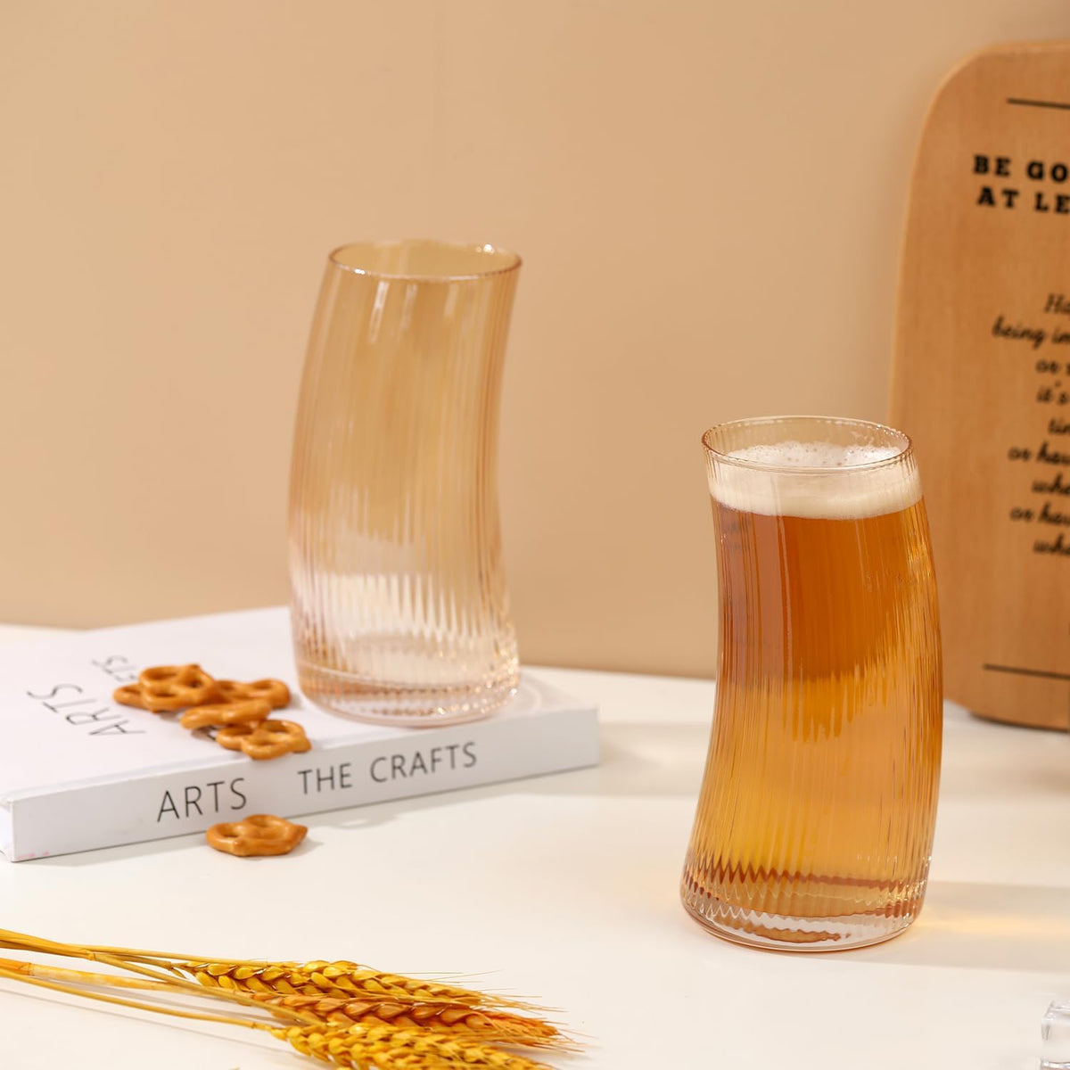 17.2oz Beer Glasses Set of 4, Large Beer Mugs for Freezer, Craft Pint Glasses, Unique Pub Hand Blown Drinking Glasses for IPA, Pilsner,Gifts for Christmas