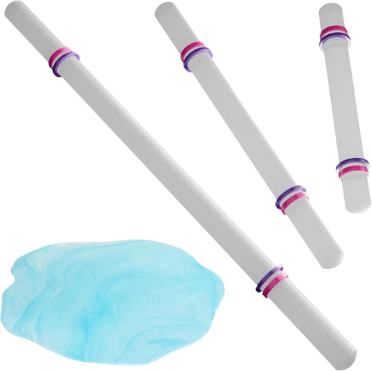 Bakerpan Fondant Roller 3 Size Set, for Rolling Fondant, Gum Paste, Dough, Large, Medium and Small Rolling Pins with