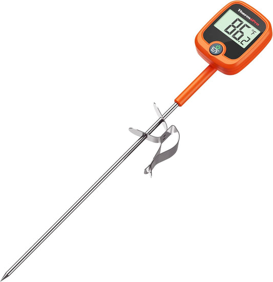 ThermoPro TP509 Candy Thermometer with Pot Clip, 10" Long Probe Instant Read Meat Food Thermometer with LCD, Cooking Oil