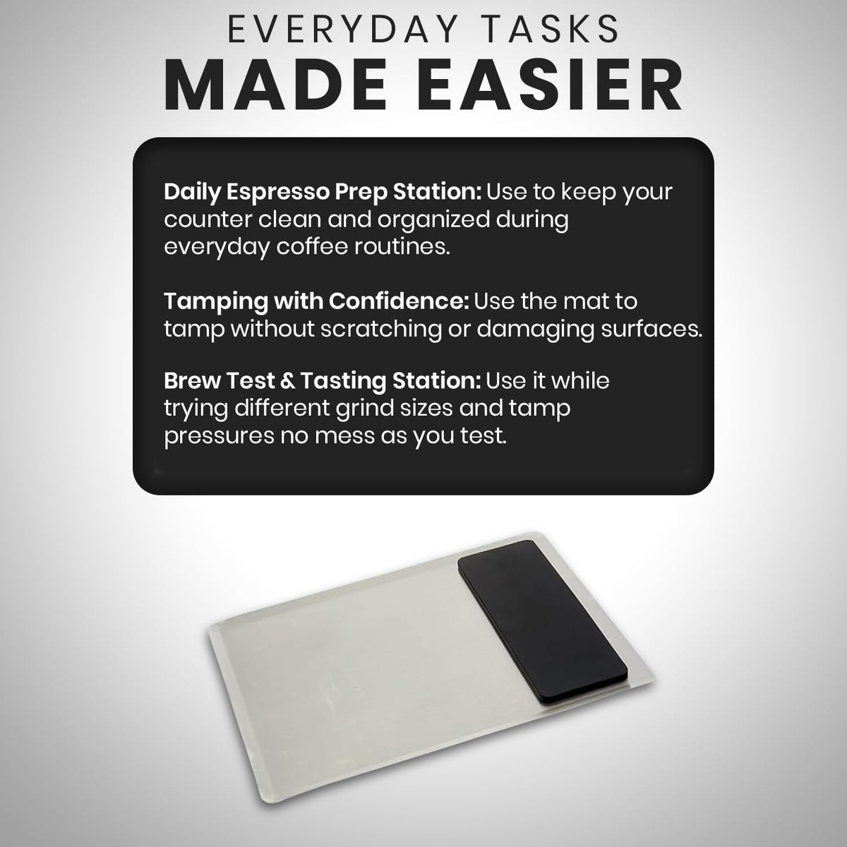 Rattleware Coffee Grinder Tray with Tamping Mat – Mess-Free Coffee Station Tray, Easy Clean Coffee Bar Accessory for Espresso Machine, Espresso Tamper and Coffee Organizer Station (13" x 9.75")