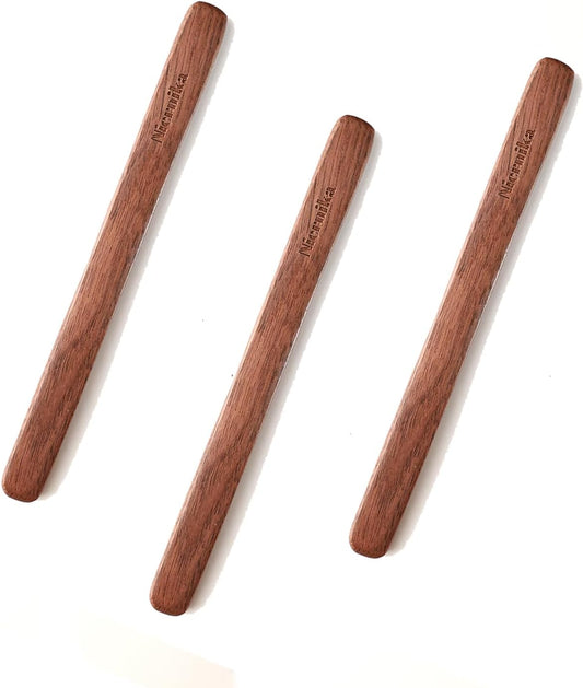 Solid Black Walnut Wood 3Pcs 6" Coffee Stirrers | Reusable & Multifunctional for Hot/Cold Beverages (Coffee, Milk, Oatmeal),