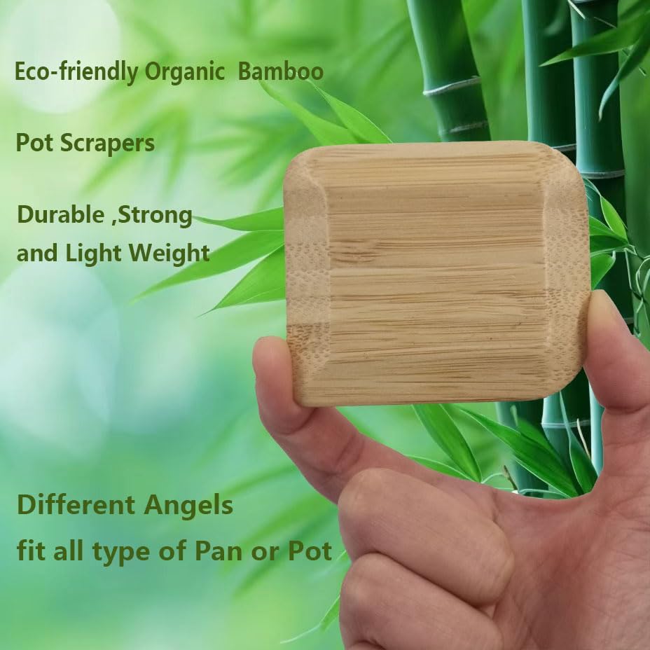 Bamboo Pan &amp; Pot Scraper Tool,6 Pcs Dish Scraper for Kitchen,