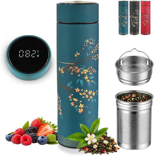 Farasi Tea Infuser for Loose Leaf Tea Smart Water Bottle with Temperature Display