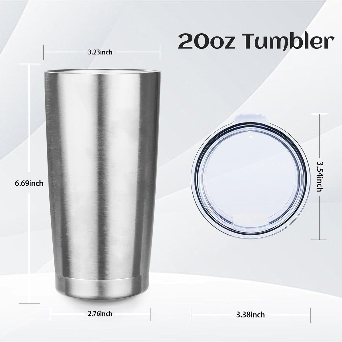 StarSpeed 20oz Tumbler Bulk with Lid, Stainless Steel Insulated Tumblers Double Wall Vacuum Insulated Travel Mug, Powder Coated Coffee Cups for Hot and Cold Drinks(Silver,6)