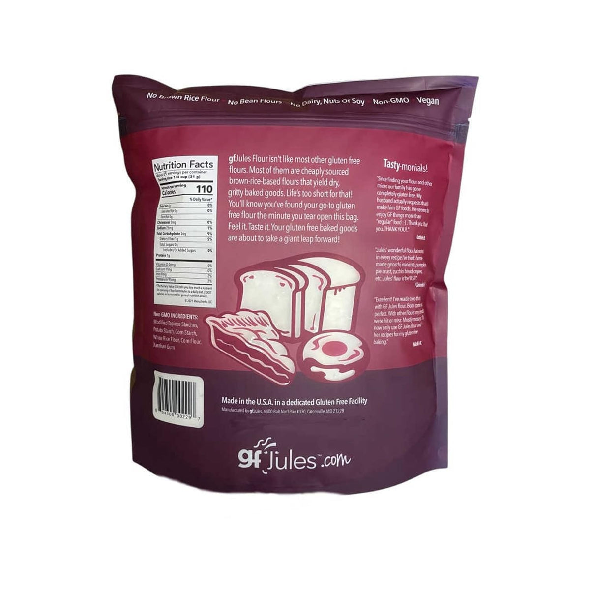 gfJules Gluten-Free All Purpose Flour, Smooth Texture, 72 Ounce Pouch | Certified Gluten-Free, Kosher, Top-9 Allergen-Free, Cup for Cup Baking, Grit-Free, Wheat Substitute