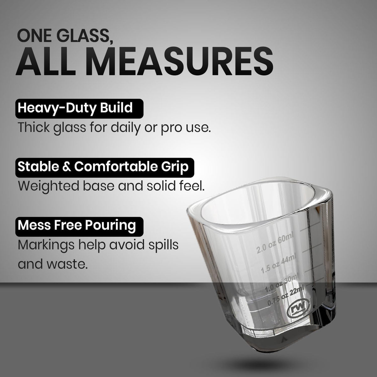 Rattleware 2 Oz Graduated Shot Glass Espresso Cocktail Measuring Glass Cups