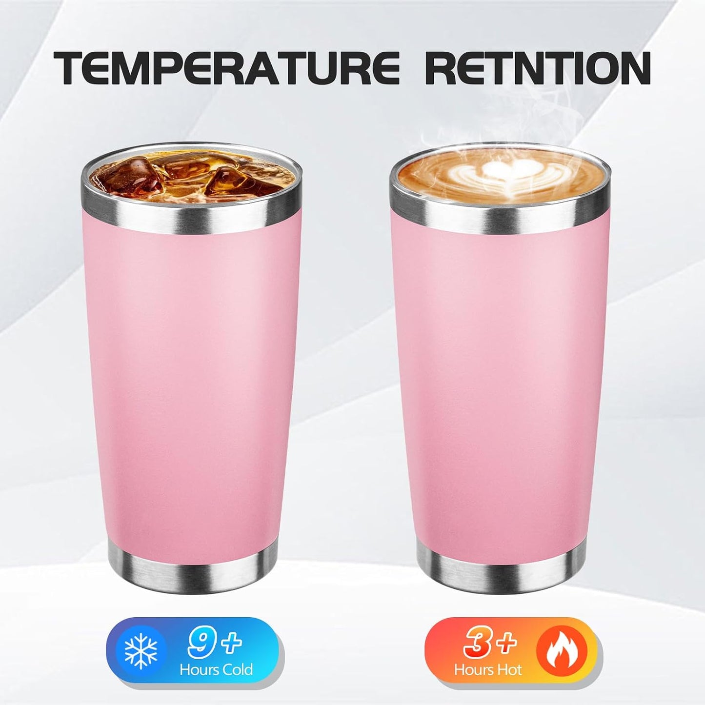 StarSpeed 6 Pack 20oz Stainless Steel Travel Coffee Tumbler,Light Pink | Travel Coffee Mug Bulk,Spill-proof Lid,Double Wall,BPA-free Travel Cups,Insulated Cup Fits Car Cupholders