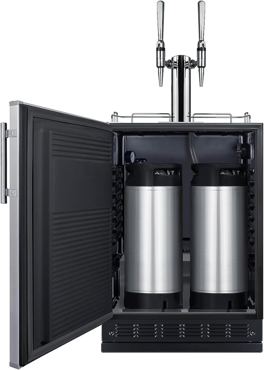 Summit Appliance 24" Wide Nitro Coffee Kegerator/Refrigerator Combo, Black Interior, Caster Wheels, Residential/Commercial Use (LHD, Nitro Coffee)