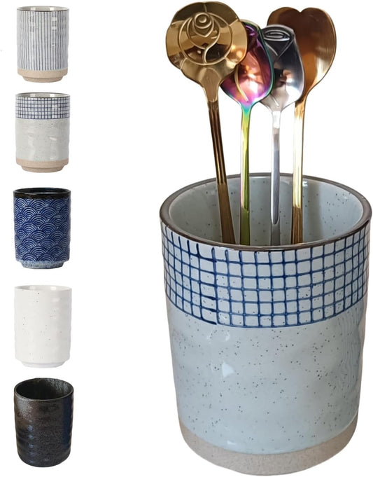 Stoneware Coffee Bar Utensil Holder Tea & Coffee Spoon & Stirrer Holder for Stir Stick Straw Teaspoon Holder Spoon Cup Small